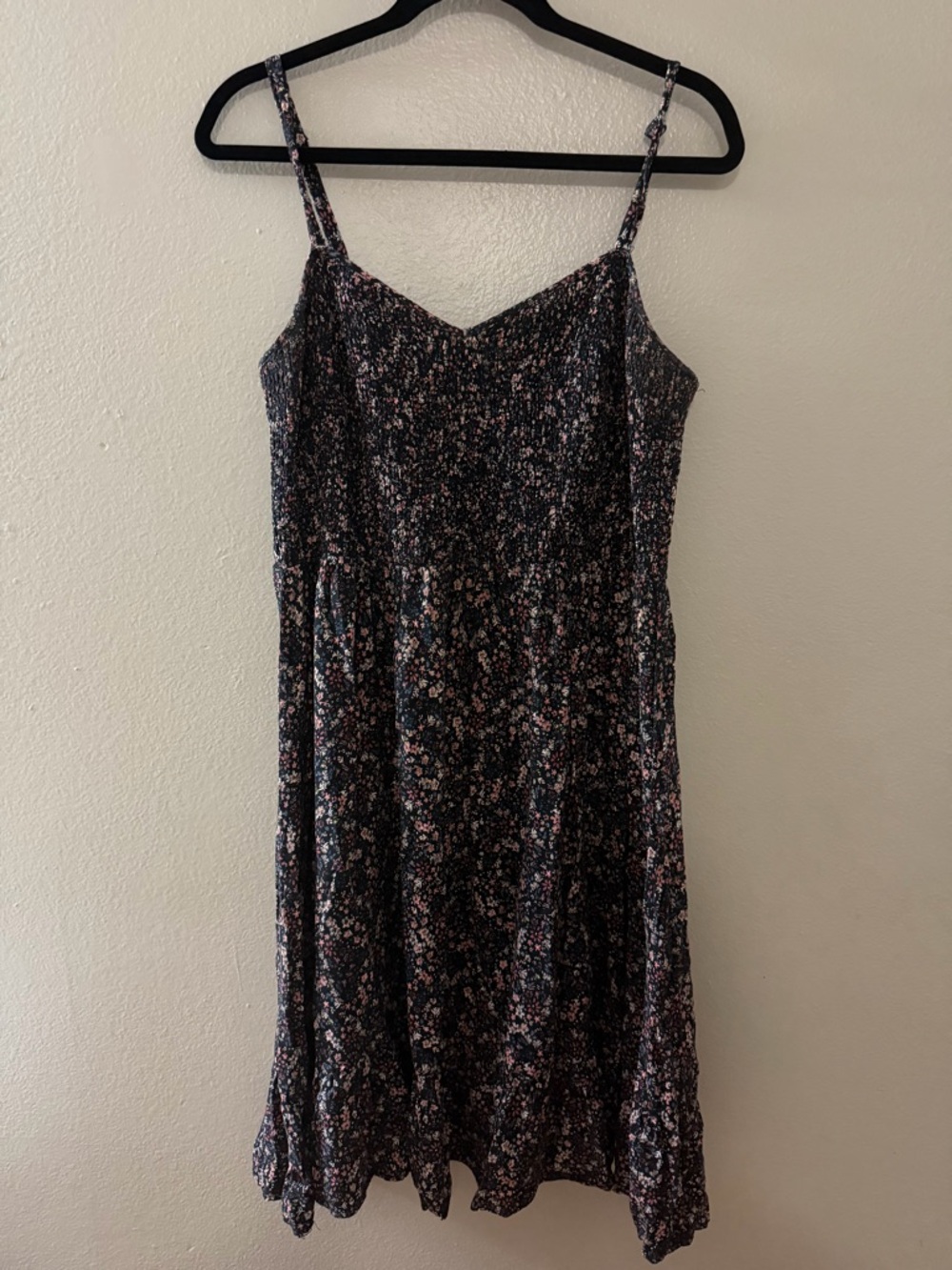 Torrid Dark Floral Smocked Bodice Mini Dress Black Size 1 1X Rayon Cottagecore